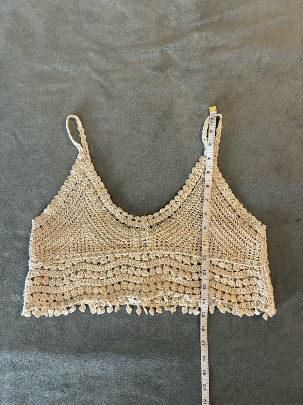 Crochet Crochet Crop Tank Top in Cream - Picture 7 of 8